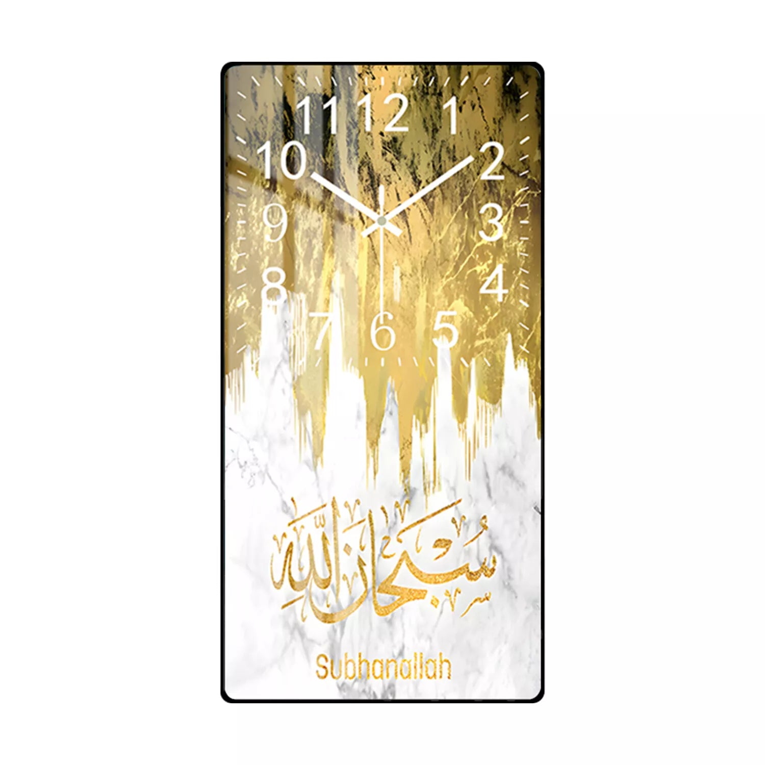 HYGRAD BUILT TO SURVIVE 𝗛𝗬𝗚𝗥𝗔𝗗 - Modern Style Islamic Calligraphy Wall Clock Crystal Porcelain Acrylic wall Art For Living Room, Kitchen Wall Home Decor (Design A)