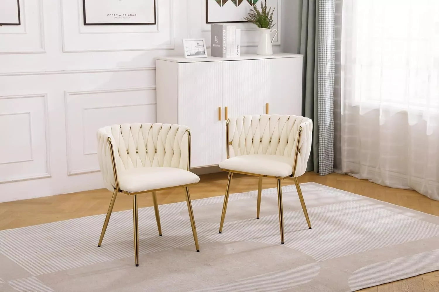 Modern Velvet Dining Chairs Set Of 2 – Accent Kitchen Chairs With Backrest & Metal Legs 47D X 53W X 72H For Office, Dining Room, Living Room, Kitchen, Vanity