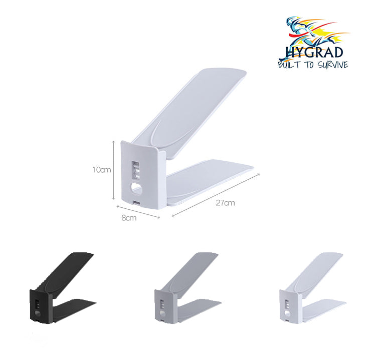 HYGRAD® Pack Of 12 Adjustable Shoe Slots, Shoe Rack Organiser Slots For Space Saving And Shoes Organiser Black, White, Grey
