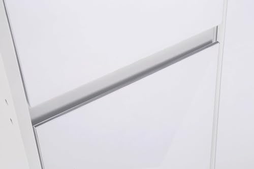 White Large Wooden Hallway Shoe Cabinet 3 Doors Multiple Tier Shoe Rack Storage Cabinet Home Office 90cm Display Cabinet (Full White)