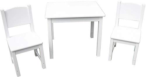 HYGRAD® Childrens Kids Wooden White Table and 2 Chairs Nursery Sets Indoor Use Unisex Best Gift For Birthday Xmas (White Table & Chair)