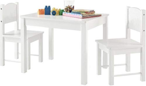 HYGRAD® Childrens Kids Wooden White Table and 2 Chairs Nursery Sets Indoor Use Unisex Best Gift For Birthday Xmas (White Table & Chair)