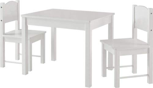 HYGRAD® Childrens Kids Wooden White Table and 2 Chairs Nursery Sets Indoor Use Unisex Best Gift For Birthday Xmas (White Table & Chair)