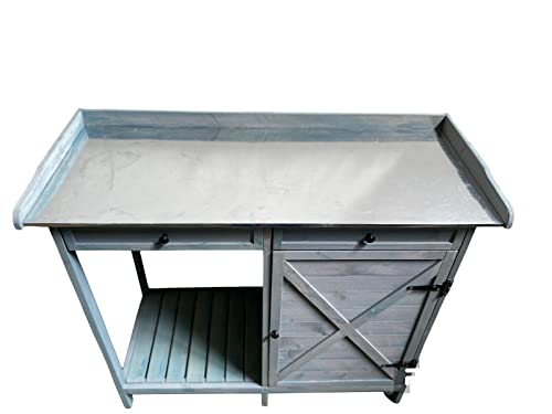 HYGRADBUILTTOSURVIVE Large Wooden Potting Bench Germination Work Bench With 2 Drawers And Cabinet Gardening Planting Work Station Gardening Storage Table