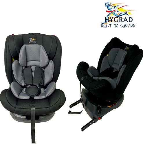 HYGRAD® ISOFIX Baby Car Booster Seat 360 Rotation Group 0123 from 0-36Kg ECE Approved in Black for up to 2 Years