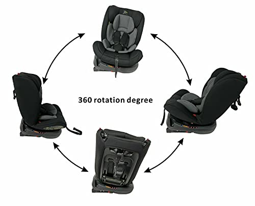 HYGRAD® ISOFIX Baby Car Booster Seat 360 Rotation Group 0123 from 0-36Kg ECE Approved in Black for up to 2 Years