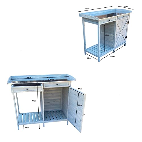 HYGRADBUILTTOSURVIVE Large Wooden Potting Bench Germination Work Bench With 2 Drawers And Cabinet Gardening Planting Work Station Gardening Storage Table