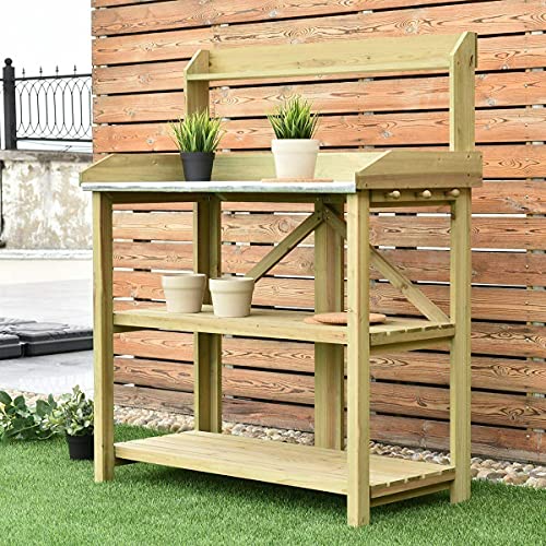 Large Wooden Planting Table Practical Garden Work Bench Station Flower& Plants Organiser By HYGRAD®
