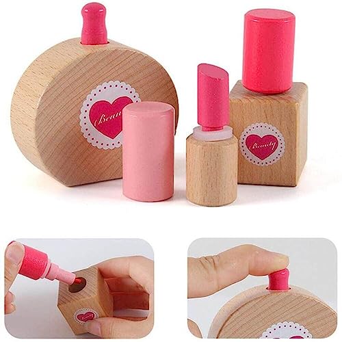 Kid's Wooden Make Up Toy Set Make Over Princess Make Up Toy Pretend Play Vanity Salon Girls Make Up Toy Set Gift HYGRAD®