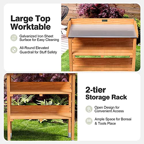 Outdoor Garden Wooden Potting Bench Work Station Table Tool W/Hook Storage Shelf HYGRAD®