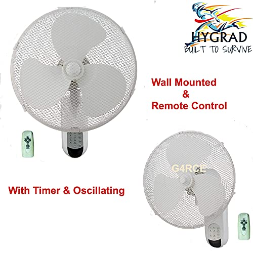 G4RCE HYGRAD Wall Mount Fan 3-Speed 16 in. Home Office Room Indoor Air Cooling Remote Control (Wall Fan White)