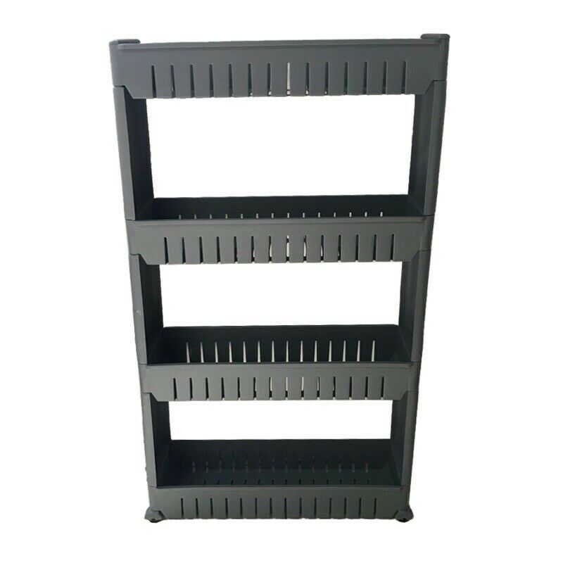 Grey 3/4 Tier Slim Slide Out Kitchen Trolley Rack Holder Storage Shelf Organiser
