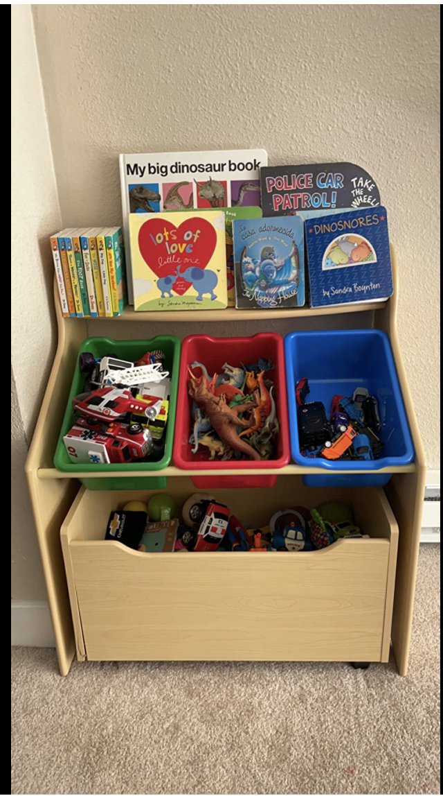 HYGRAD® Wooden Toy Box Storage Unit Childrens Kids Chest Bookshelf Toy Organizer