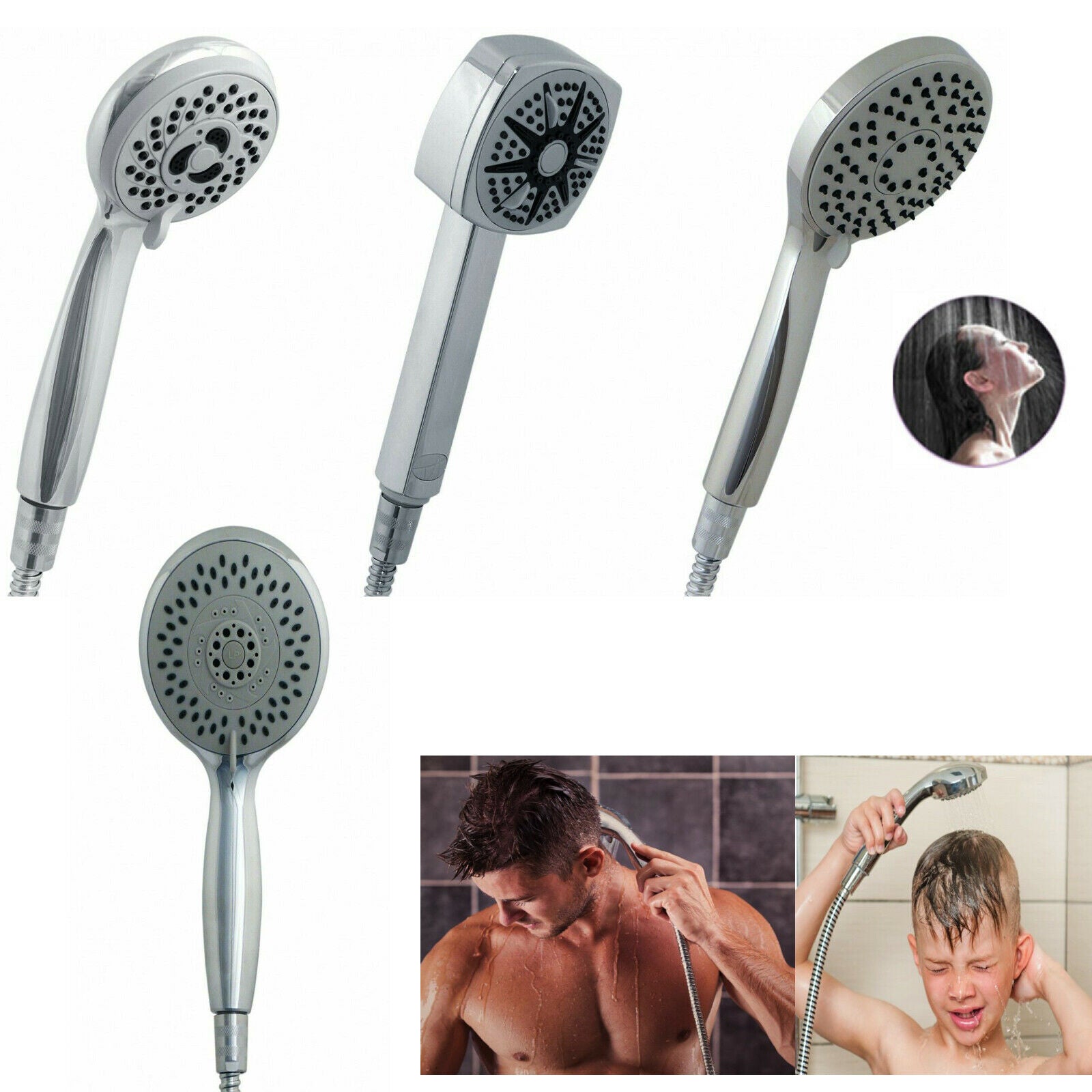 Universal Shower Head Replacement Multi Functions Mode Handheld Handset Branded