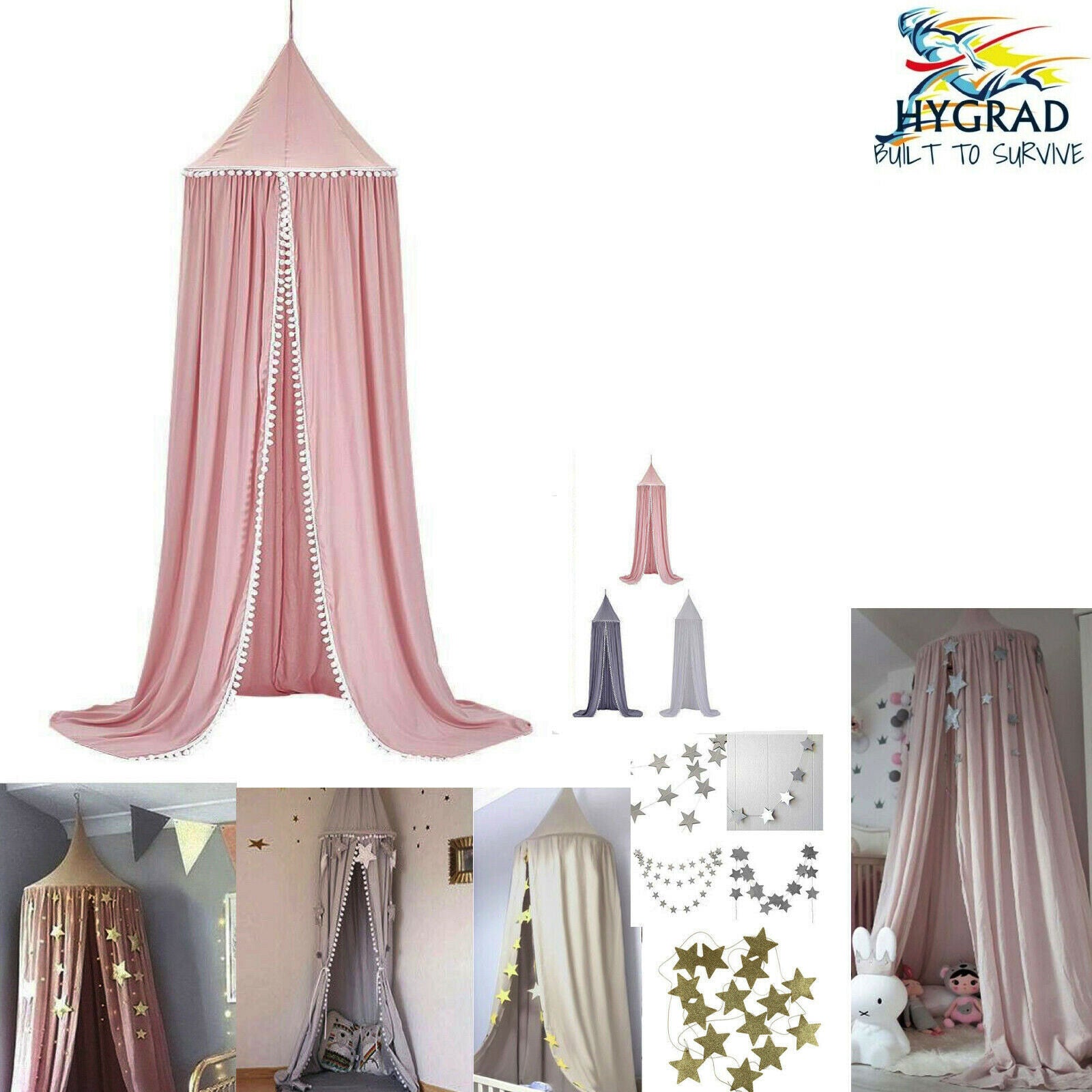 Kids Baby Bed Canopy Bedcover Mosquito Net Curtain Bedding Dome Tent Cotton