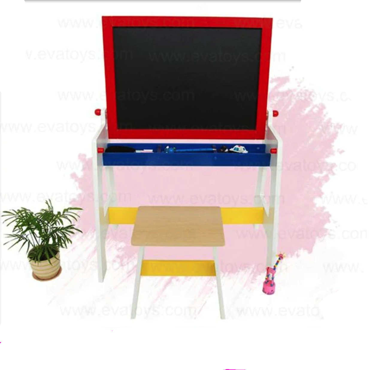 Kids Study Table 2 in 1 Blackboard + Drawing Table & Chair Set For Xmas Birthday