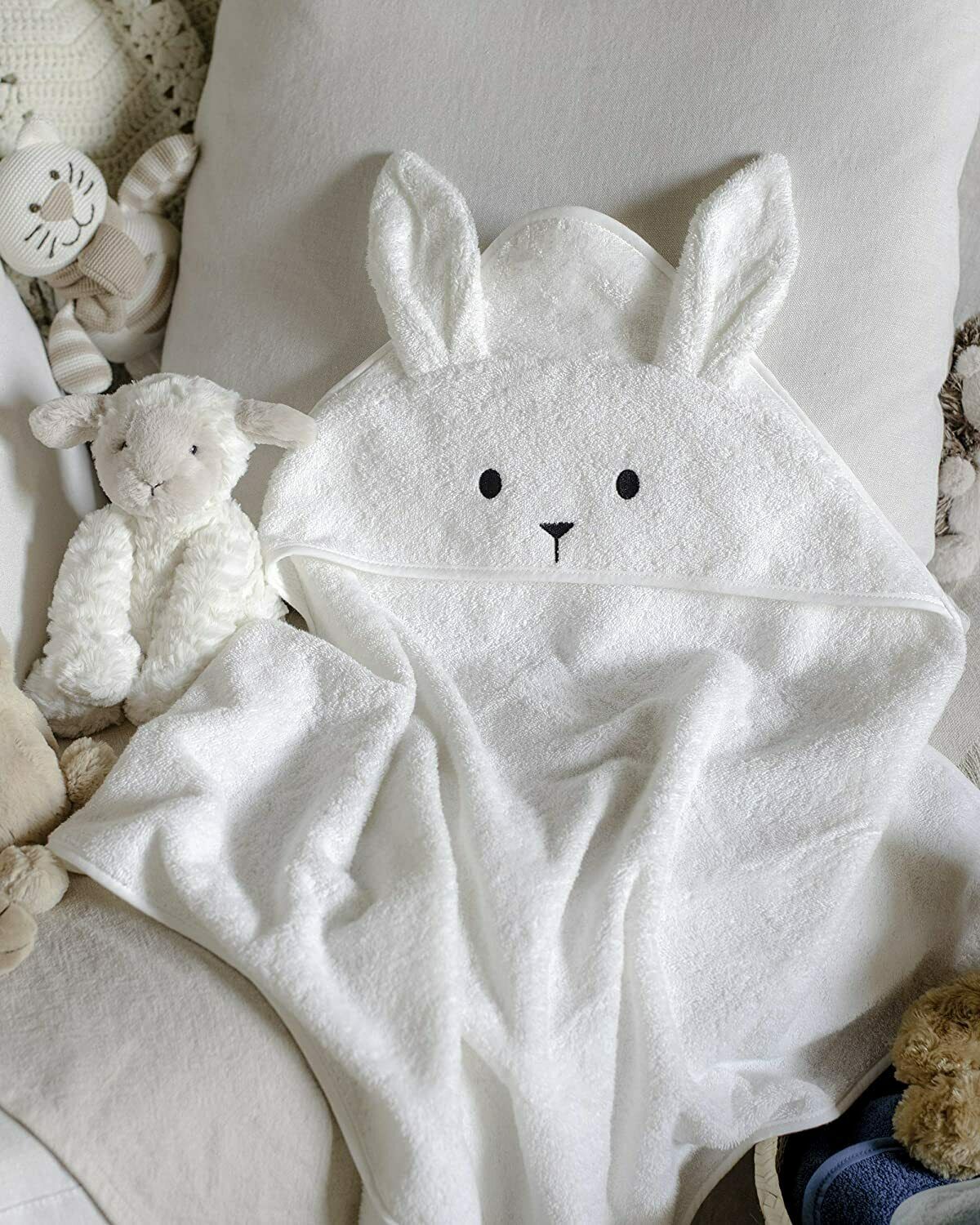New Luxury 100% Cotton Baby Soft Bunny Hooded Bath Towel 70 x 70cm 5 Colours UK