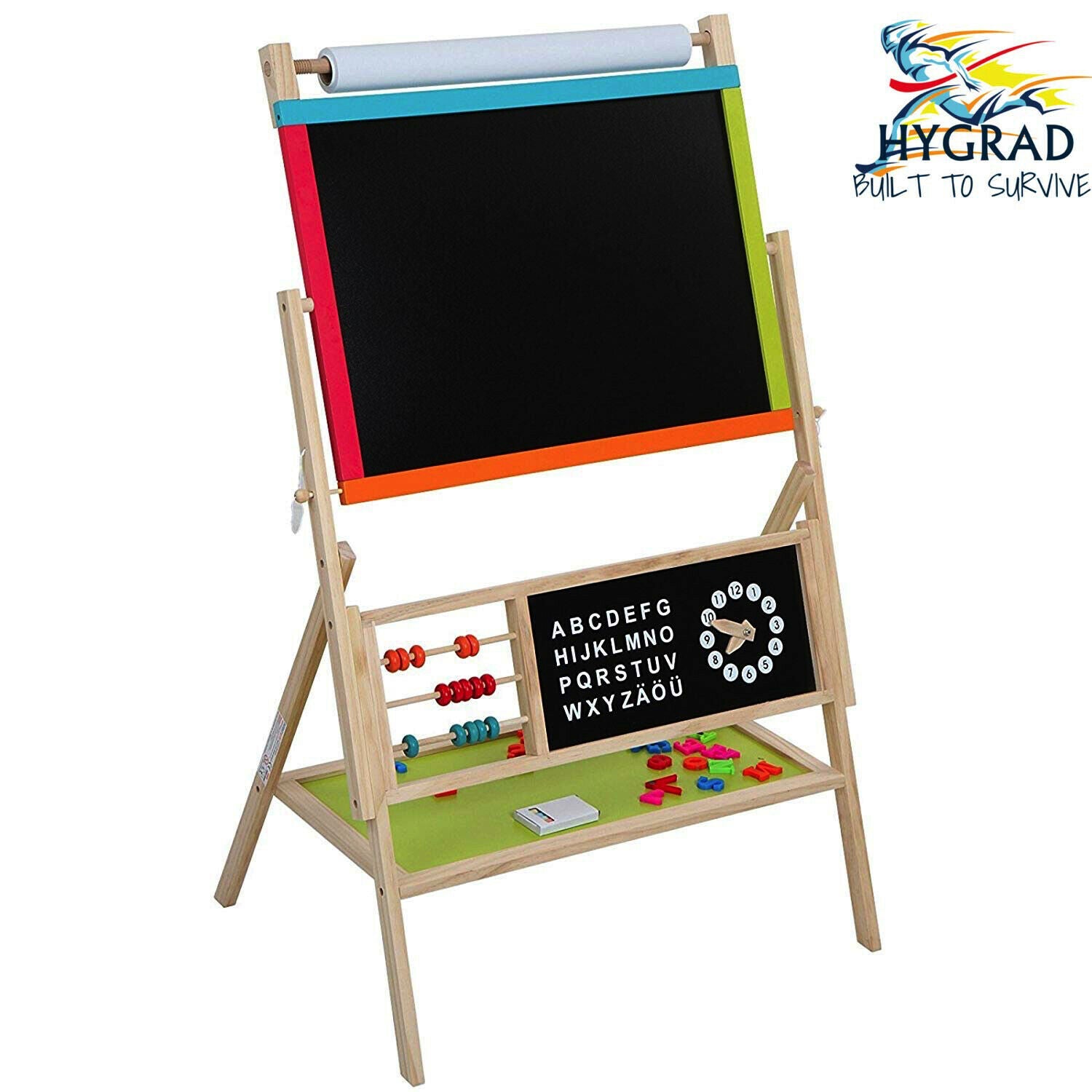 3 in 1 Wooden Art Easel Childrens/Kids Drawing Black/White/Chalk-Board Standing