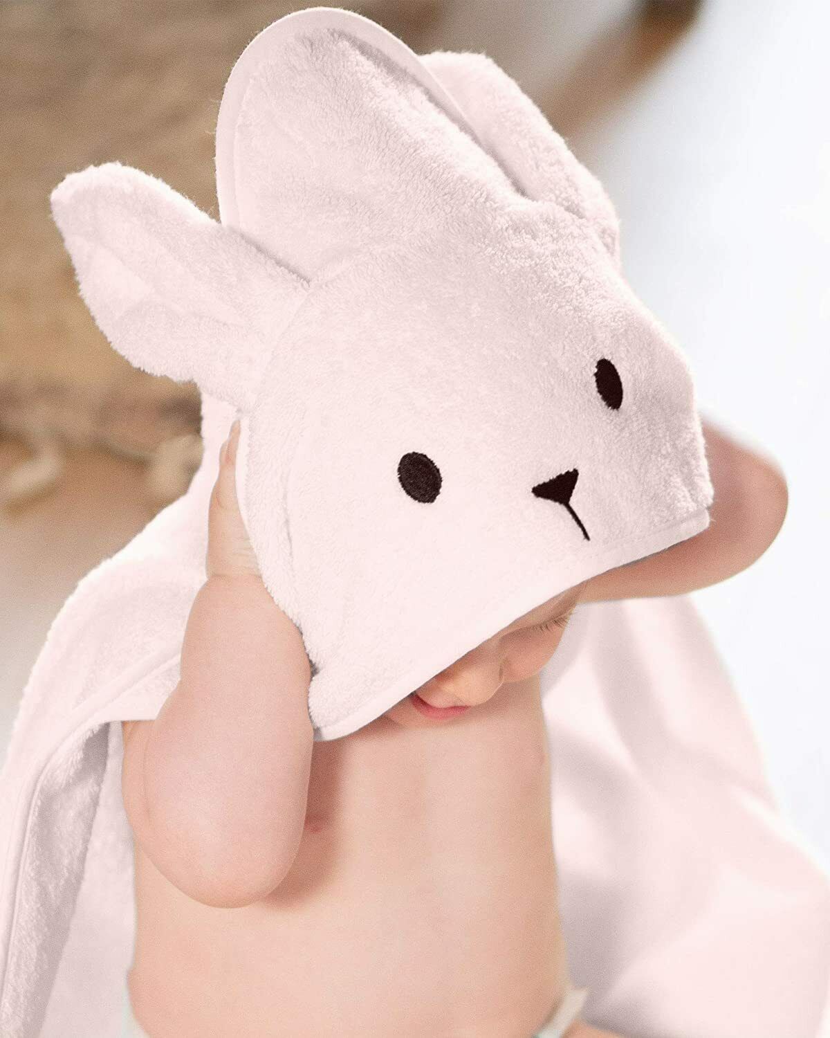 New Luxury 100% Cotton Baby Soft Bunny Hooded Bath Towel 70 x 70cm 5 Colours UK