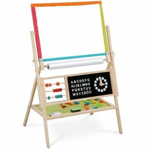3 in 1 Wooden Art Easel Childrens/Kids Drawing Black/White/Chalk-Board Standing