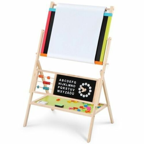 3 in 1 Wooden Art Easel Childrens/Kids Drawing Black/White/Chalk-Board Standing