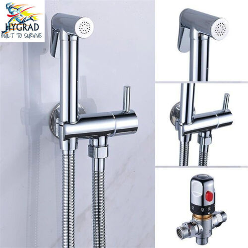 Hand Held Bathroom Bidet Spray Kit With Thermostatic Temperature Mixer Chrome UK