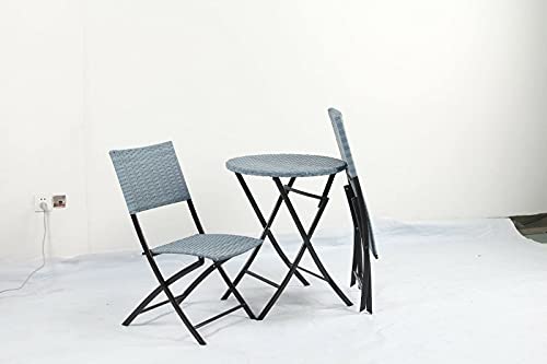 Outdoor Garden 3 Piece Rattan Chairs & Coffee Table Dining Set Patio Furniture By HYGRAD® (Light Grey)