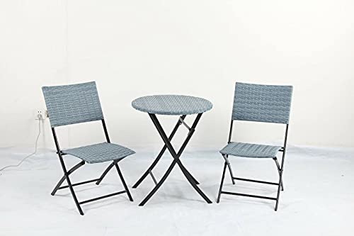 Outdoor Garden 3 Piece Rattan Chairs & Coffee Table Dining Set Patio Furniture By HYGRAD® (Light Grey)