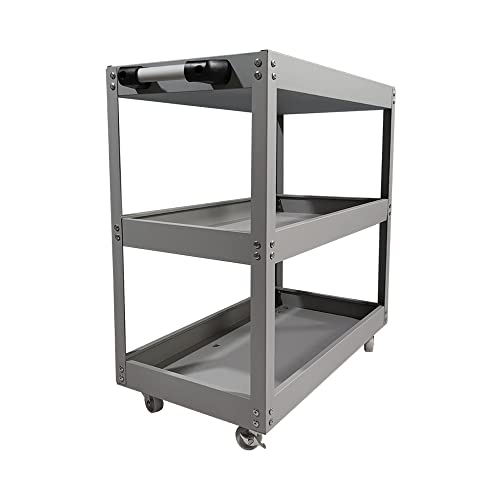 Tool Storage Heavy Duty Durable Garage Trolley Workshop 3 Tier Wheel Cart Shelf HYGRAD®