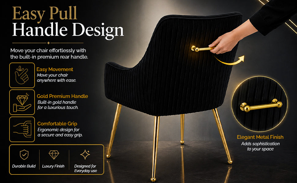 Accent Dining Chairs Set of 2, Modern Upholstered Kitchen Dining Room Chairs with Gold Legs, Fabric Tufted Velvet Living Room Chair for Reception Bedroom Kitchen