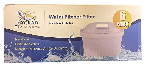 HYGRAD® Water Pitcher Jug Water Filter Cartridges 3 Or 6 Pack Replaces Replaces: Brita Maxtra, Maxtra+, Mavea, Anna-Duomax. (6)