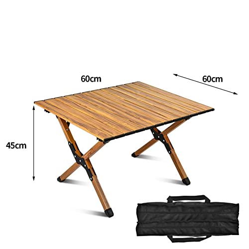 HYGRAD BUILT TO SURVIVE Wooden Effect Egg Roll Picnic Table Portable BBQ Table Foldable Wooden Effect Carry Picnic Table Garden Table Outdoor Foldable Table (60cm or 120cm)