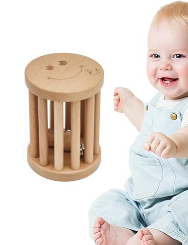 HYGRAD Baby Rattle Toy Wooden Baby Fiddling Rattle Bell Toy Early Years Development Montessori Shake Rattle Toy for Infants