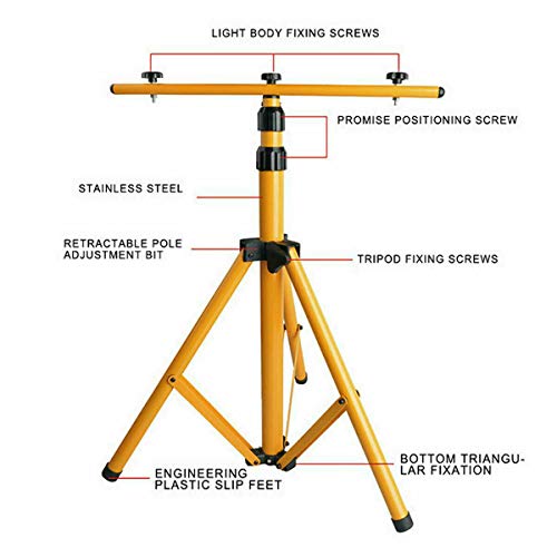 HYGRAD® Floodlight Tripod Stand, Twin Head -Could Mount 1 to 2 Lights, Portable Telescopic Outdoor Lamp Stand 160cm