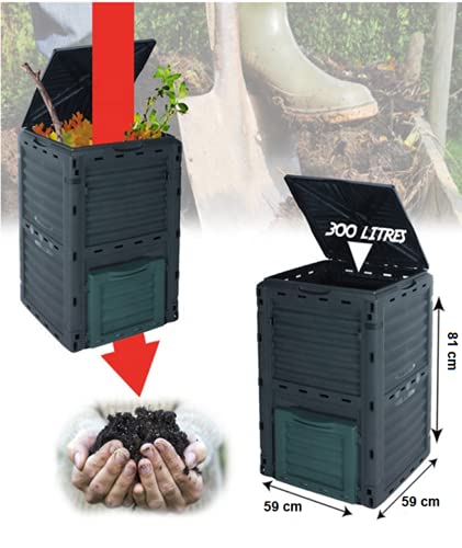 Large Garden Composter Bin Organic Waste Compost Converter Eco Friendly - 300L, Flat Packed