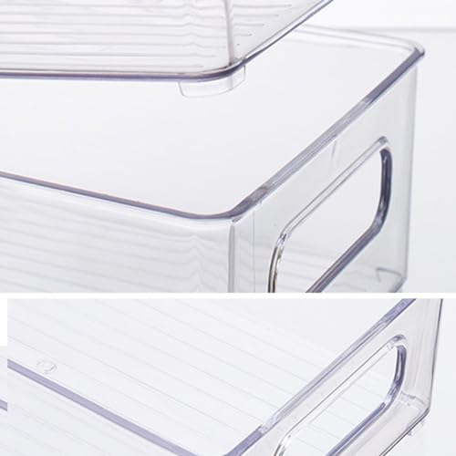 HYGRAD Fridge Organiser Boxes Stackable Refrigerator Organiser Bins Clear Freezer Cupboard Storage Boxes Pantry Tidy Organisers BPA Free (Pack of 6 Containers)