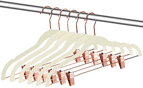 Pack of 12 Velvet Trousers Hangers Velvet Coat Hangers With Clips Velvet Hangers With Clips Wardrobe Clip Hangers Space Saving Hangers