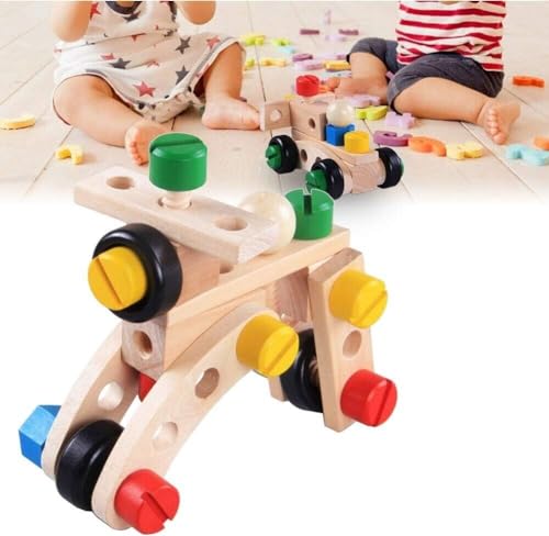 HYGRAD Kids Wooden Nuts And Bolts Building Toy 36Pcs Building DIY Travel Toy Building Blocks Construction Toy For Children Educational And Creative DIY Toys for Ages 3+