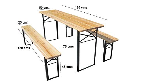 HYGRAD® 3 Piece Picnic Table And Bench Set Folding Beer Bench Outside Table and Bench Party Bench and Table Set