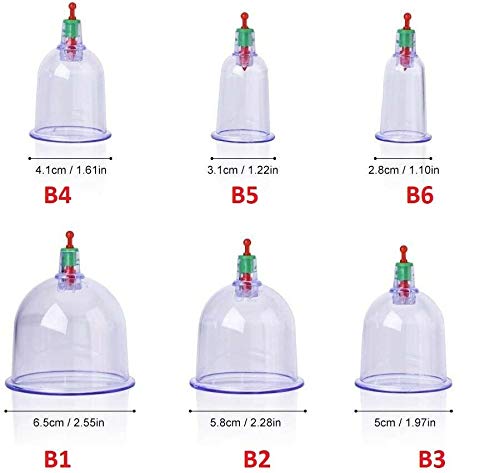 HYGRAD® Multiple Sizes Cupping Therapy Cups Hijama Cups Vacuum Suction Disposable Cups for Chiropractor Acupuncture Physiotherapy (B6, 100)
