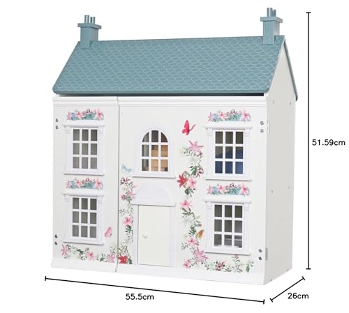 HYGRAD Large Cottage Wooden Doll Houses With Furniture And Accessories Girls Doll House Play Set Doll House Toy Gift Set For Girls Flowery Cottage Doll Houses (Design 5), DH123