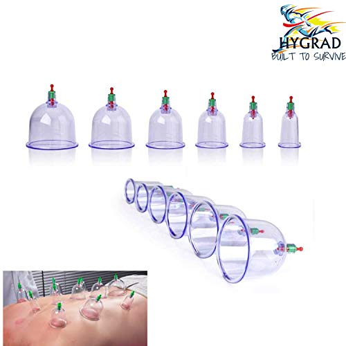 HYGRAD® Multiple Sizes Cupping Therapy Cups Hijama Cups Vacuum Suction Disposable Cups for Chiropractor Acupuncture Physiotherapy (B6, 100)