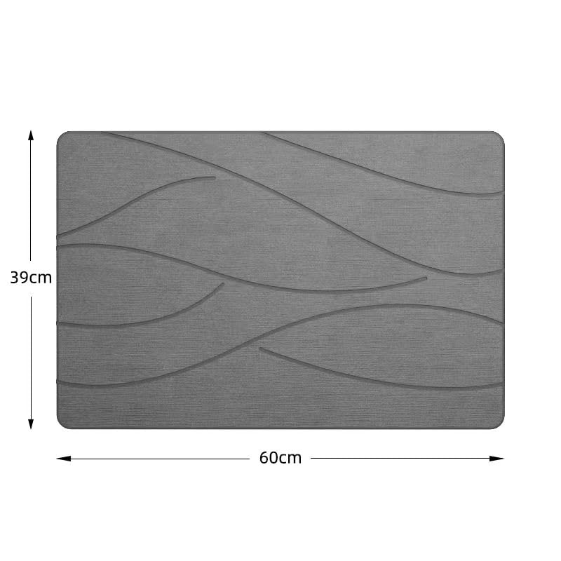 Fast Drying Stone Bath Mat – Diatomite Bathroom Mat with Instant Absorption, Anti-Mould, Odour Resistant, Non-Slip Base, Hygienic Quick Dry Mat Design for Bathroom, Kitchen, Pets & Plants