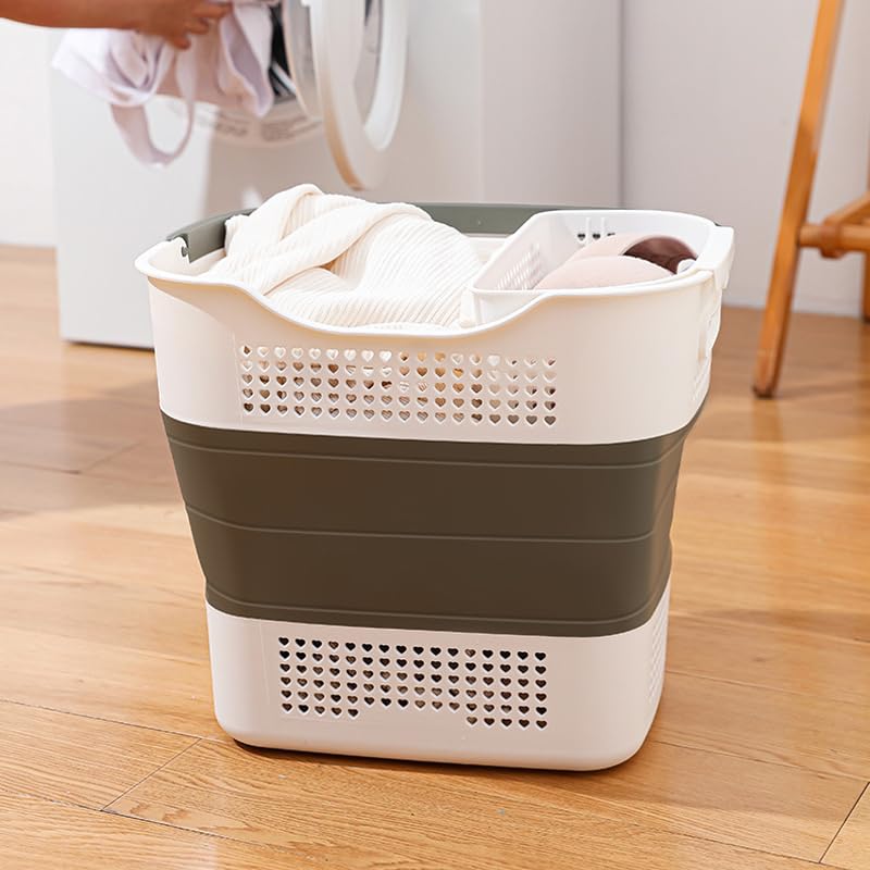 HYGRAD® Collapsible Laundry Basket 43L Heavy Duty Pop Up Laundry Hamper Telescopic Fold Away Space Saving Laundry Storage Hamper For Clothes