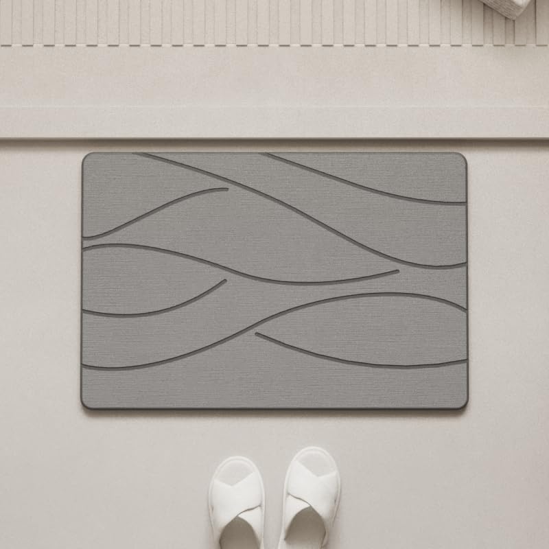 Fast Drying Stone Bath Mat – Diatomite Bathroom Mat with Instant Absorption, Anti-Mould, Odour Resistant, Non-Slip Base, Hygienic Quick Dry Mat Design for Bathroom, Kitchen, Pets & Plants