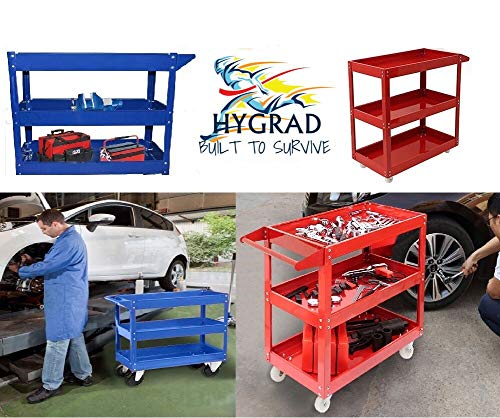 HYGRAD® Multi-Function Workshop Garage DIY Tool Storage Trolley Wheel Cart Tray 3 Tier/Shelf 3 levels UK BLUE