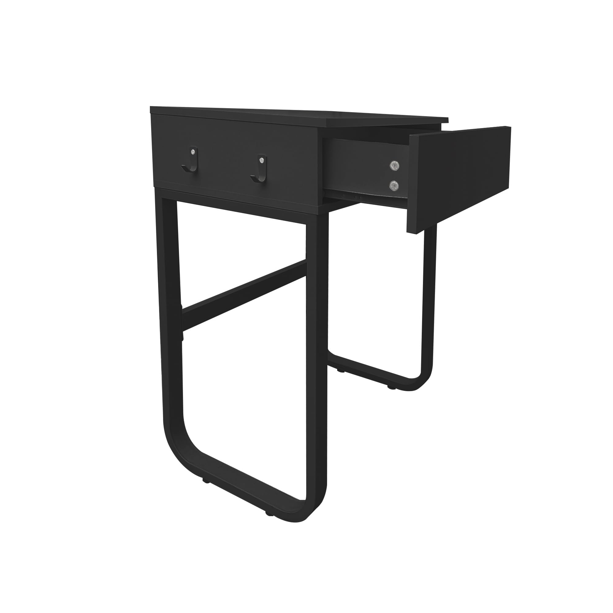 Wooden Kids Desk with Drawers, Mini Children Study Writing Table, Tabletop Bookshelf, Vanity Table, White Computer Desk Student Workstation Children Teenagers Desk with Hooks (Black)