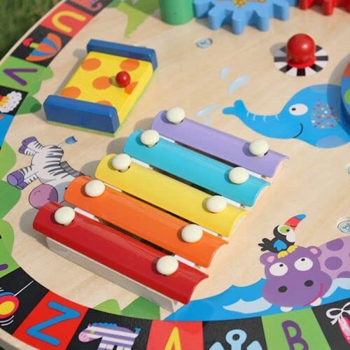 HYGRAD BUILT TO SURVIVE Kid's 7 in 1 Wooden Activity Table Multi Functional Kids Activity Toy Table With Bead Maze, Xylophone, Kids Educational Activity Table