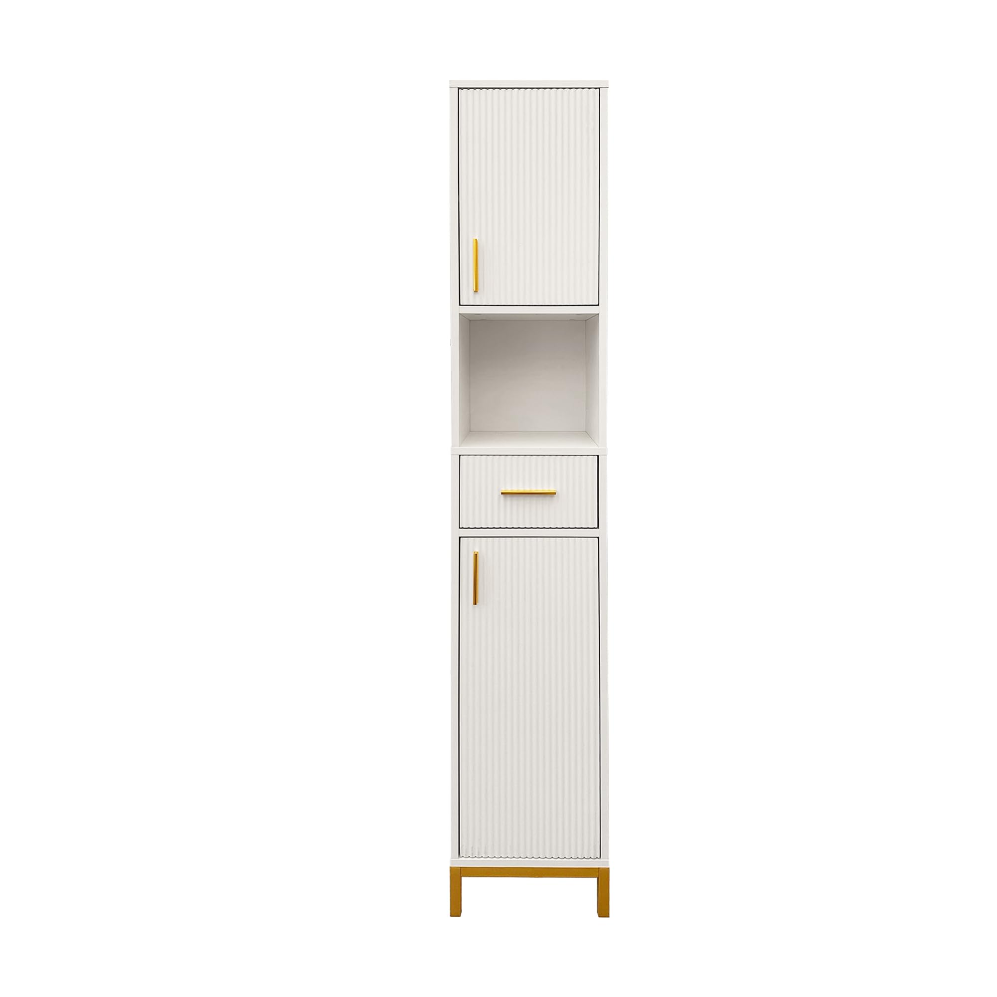 Slim Bathroom Tall Cabinet, Narrow Bathroom Storage Tower Cupboard Unit with Door and Drawers, Tall Bathroom Storage Cupboard Water-Resistant MDF, White 30 * 30 * 170cm