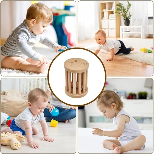 HYGRAD Baby Rattle Toy Wooden Baby Fiddling Rattle Bell Toy Early Years Development Montessori Shake Rattle Toy for Infants